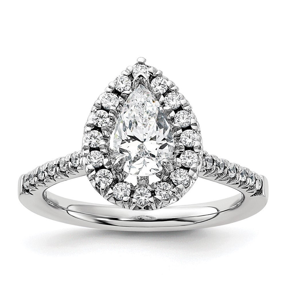 14k White Gold Halo (Holds 1 carat (8.7x) Pear Center) 3/8 carat Diamond Semi-mount Engagement Ring