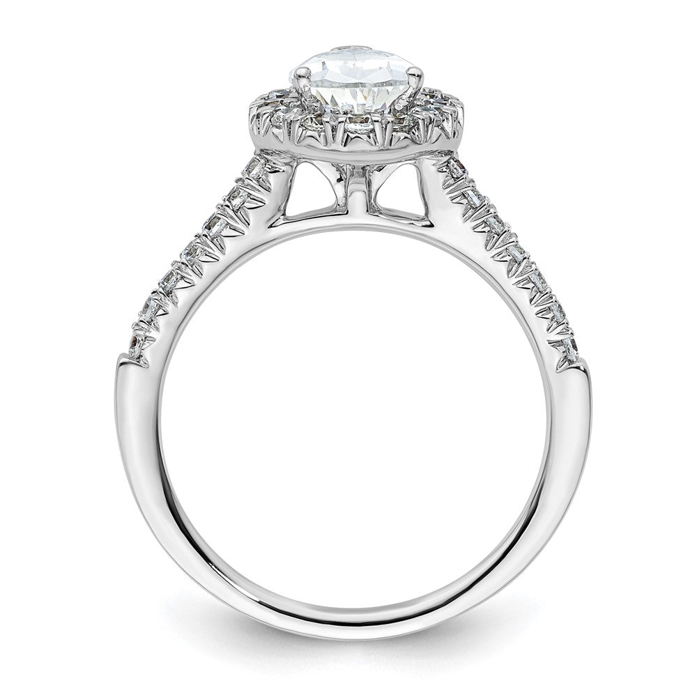 14k White Gold Halo (Holds 1.25 carat (9.1x) Pear Center) 1/2 carat Diamond Semi-mount Engagement Ring