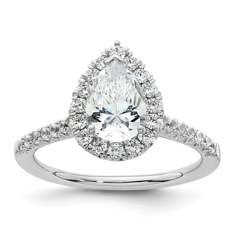 14k White Gold Halo (Holds 1.25 carat (9.1x) Pear Center) 1/2 carat Diamond Semi-mount Engagement Ring