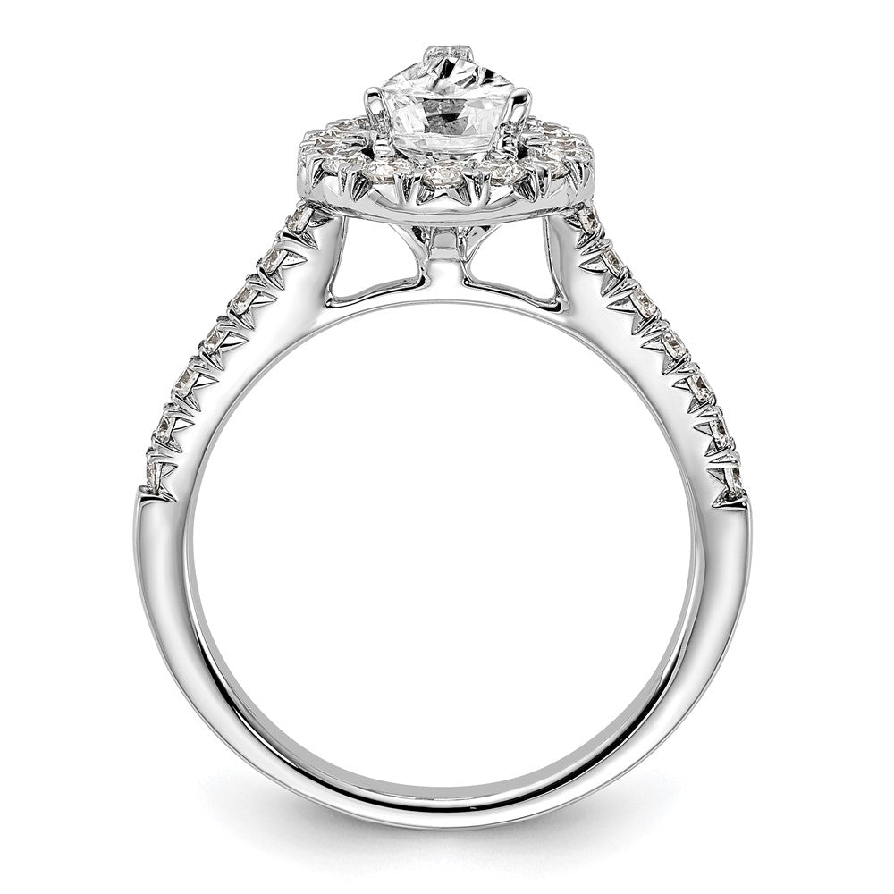 14k White Gold Halo (Holds 1.5 carat (9.9x) Pear Center) 5/8 carat Diamond Semi-mount Engagement Ring