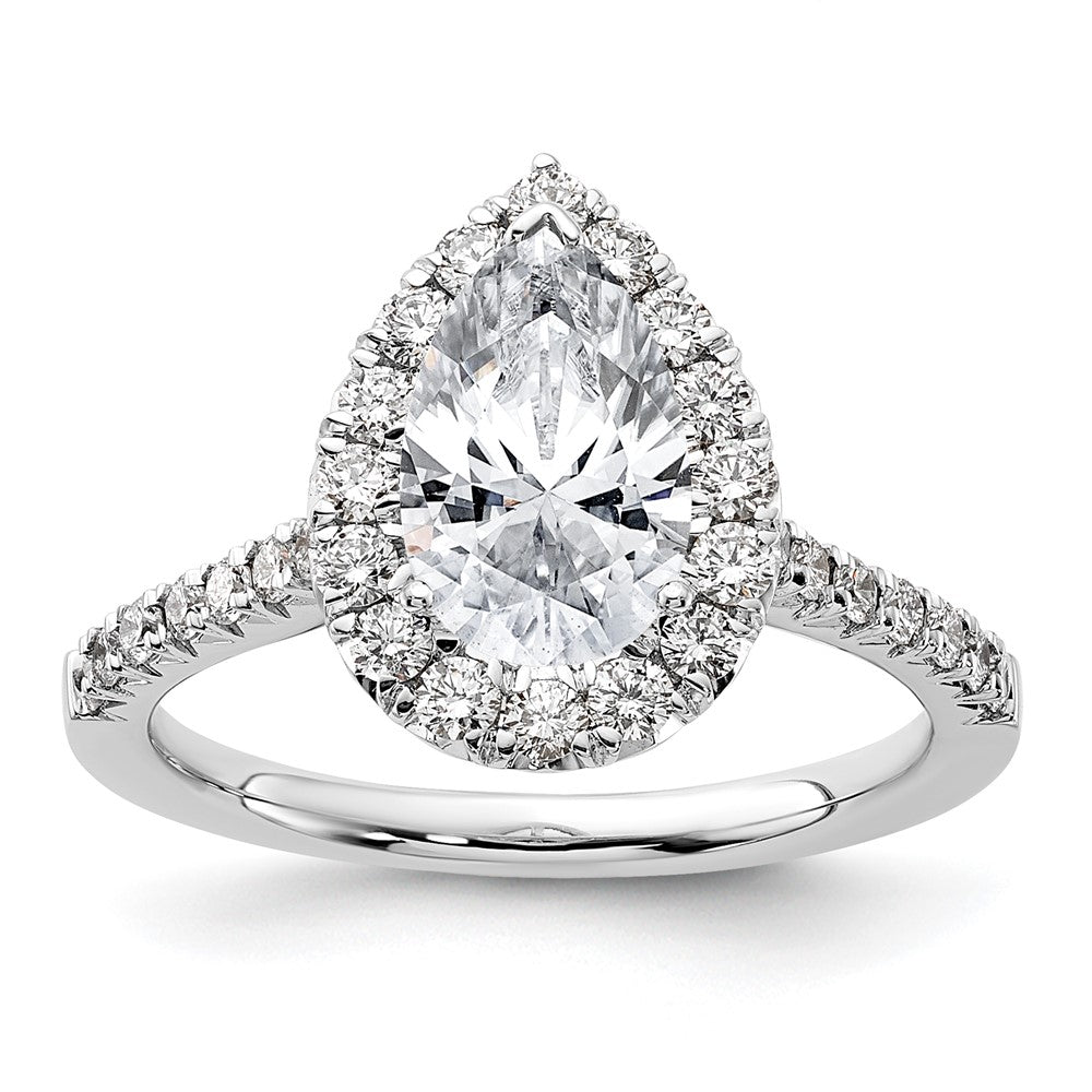 14k White Gold Halo (Holds 1.5 carat (9.9x) Pear Center) 5/8 carat Diamond Semi-mount Engagement Ring