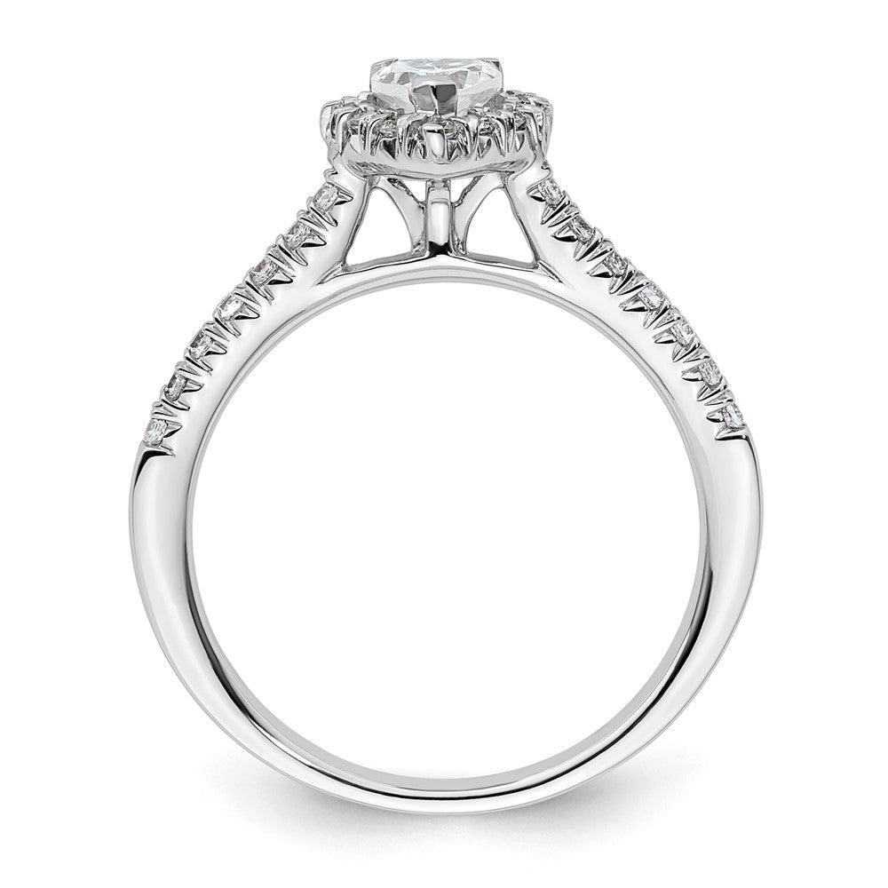 14k White Gold Halo (Holds 1/4 carat () Heart Center) 1/4 carat Diamond Semi-mount Engagement Ring