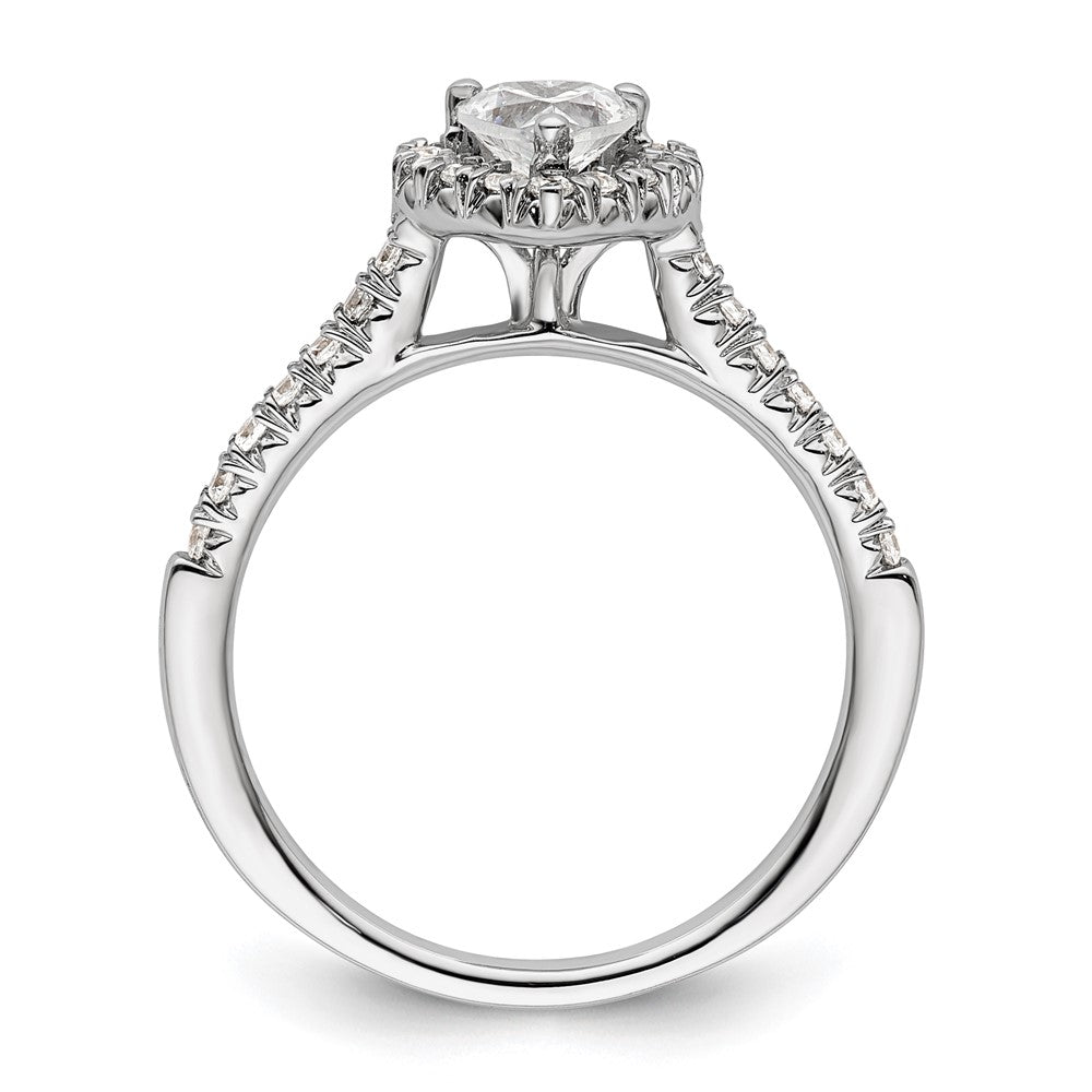 14k White Gold Halo (Holds 1/2 carat () Heart Center) 1/4 carat Diamond Semi-mount Engagement Ring