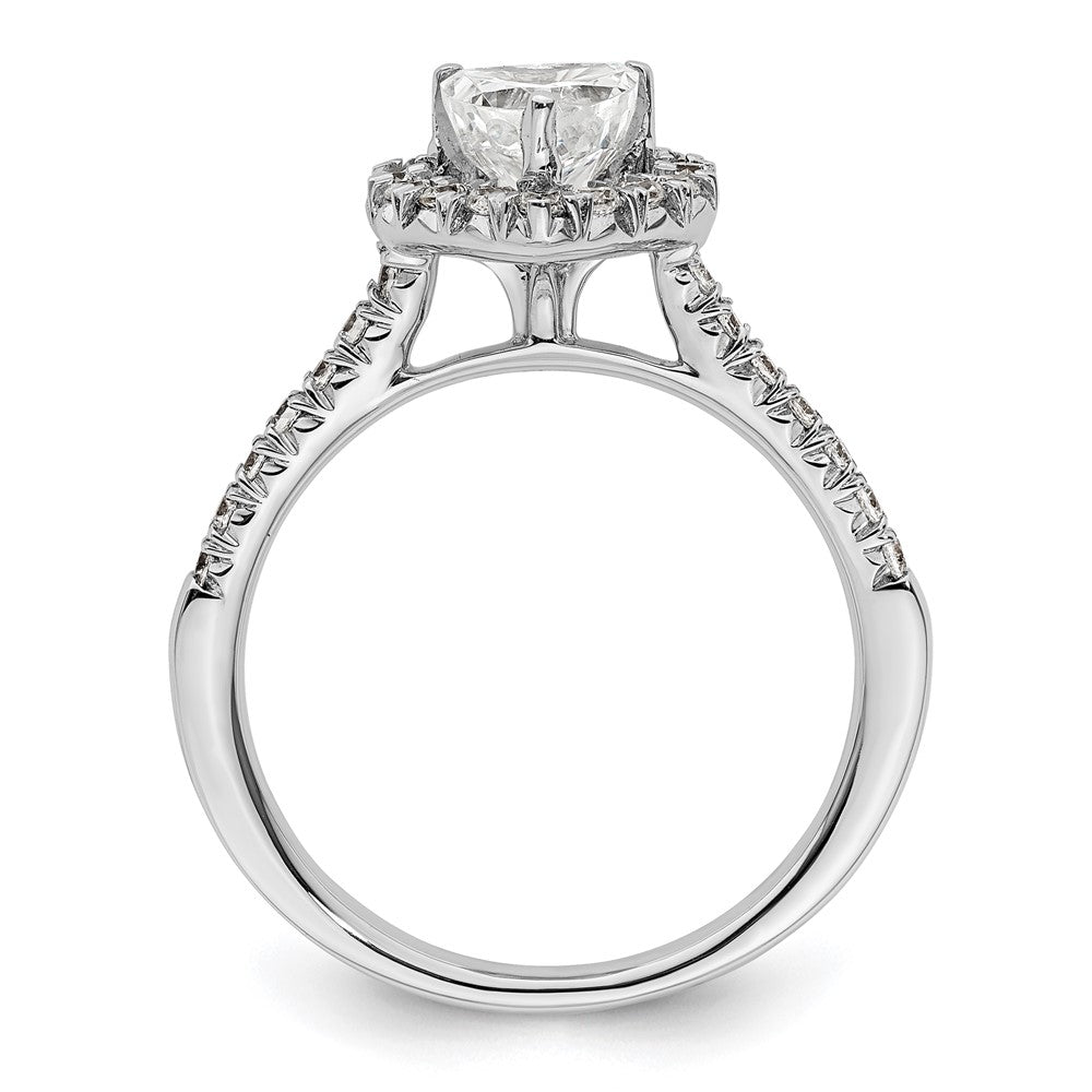 14k White Gold Halo (Holds 3/4 carat () Heart Center) 1/3 carat Diamond Semi-mount Engagement Ring