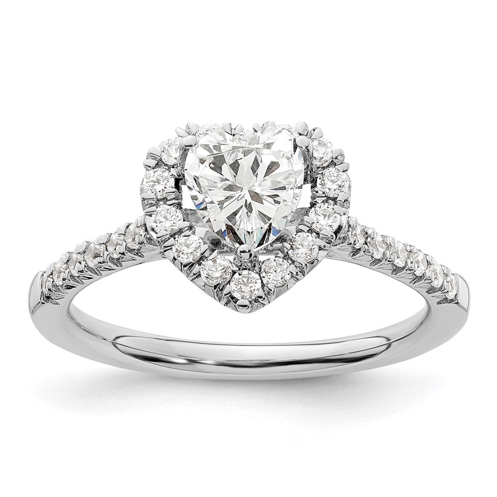 14k White Gold Halo (Holds 3/4 carat () Heart Center) 1/3 carat Diamond Semi-mount Engagement Ring