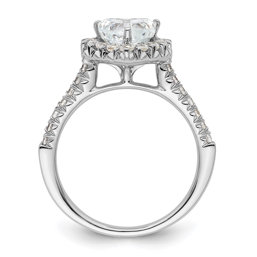 14k White Gold Halo (Holds 1.25 carat () Heart Center) 1/2 carat Diamond Semi-mount Engagement Ring