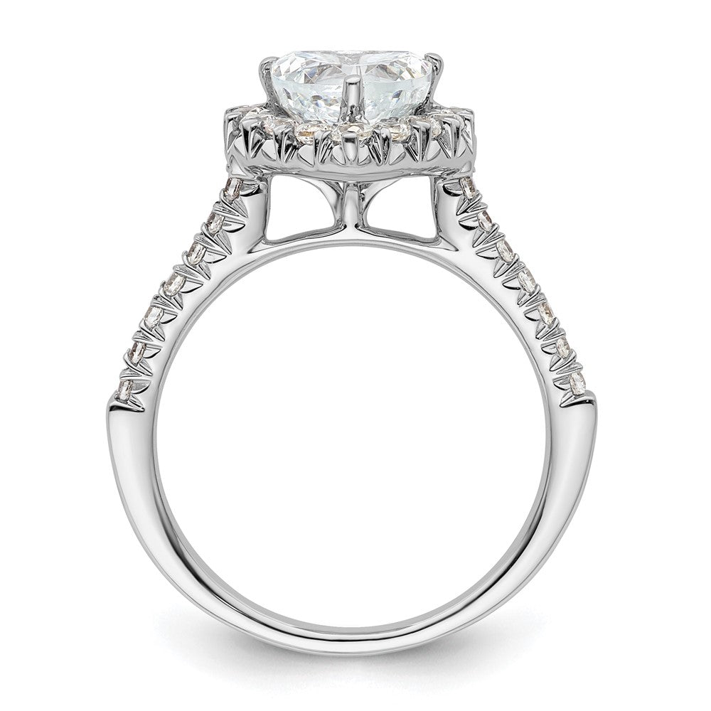 14k White Gold Halo (Holds 1.25 carat () Heart Center) 1/2 carat Diamond Semi-mount Engagement Ring