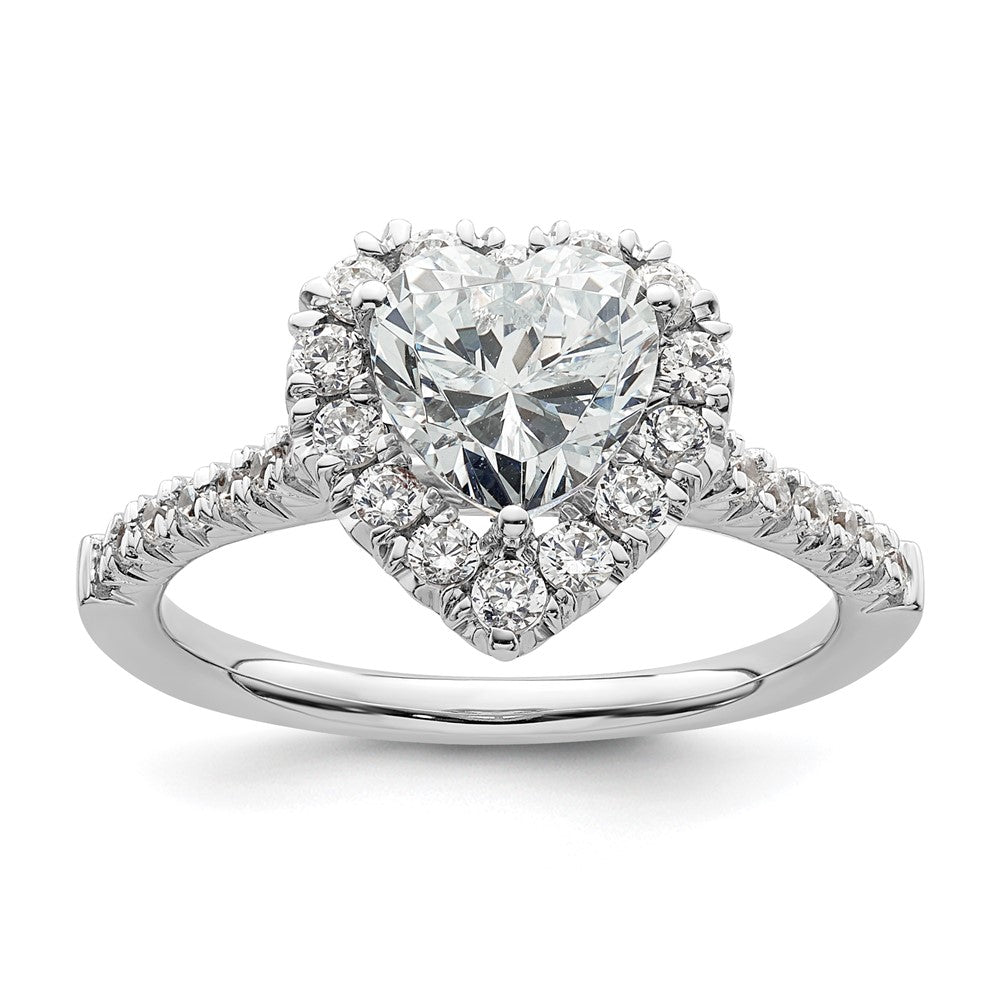 14k White Gold Halo (Holds 1.25 carat () Heart Center) 1/2 carat Diamond Semi-mount Engagement Ring