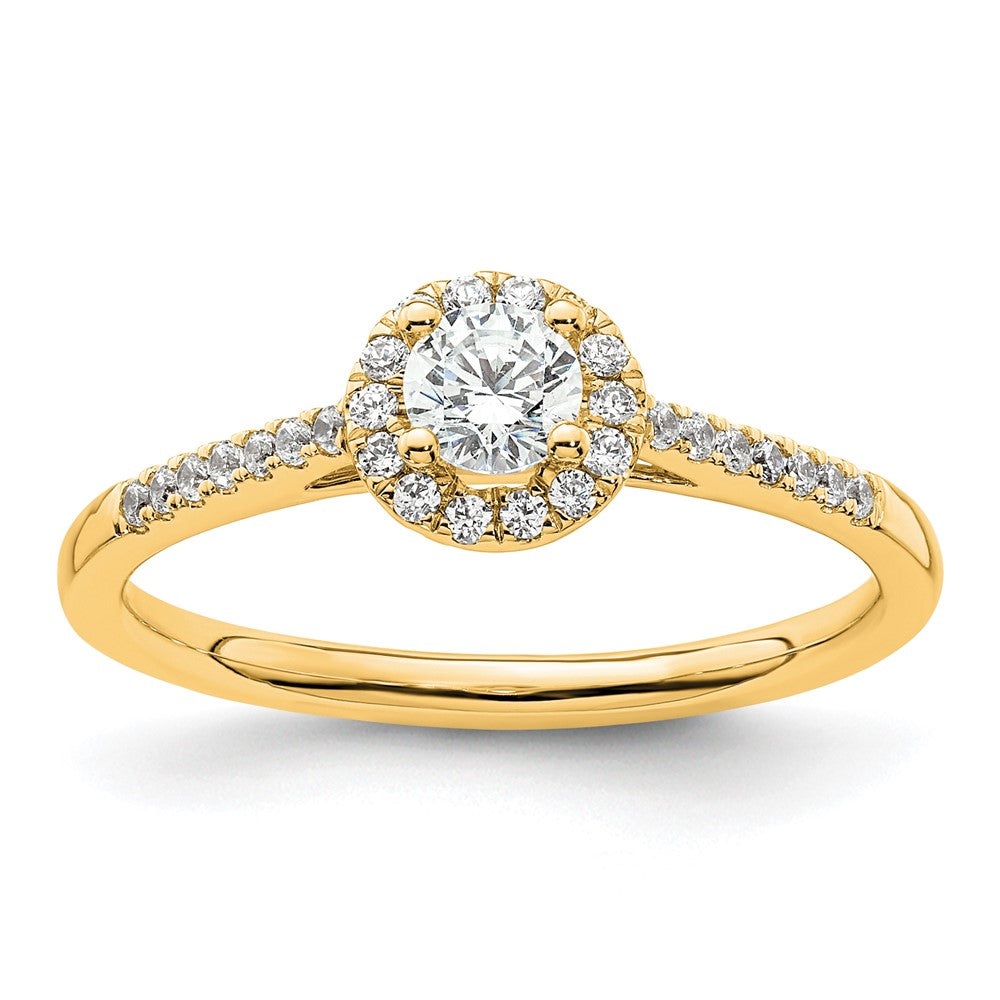 14K Yellow Gold Round Diamond Semi-Mount Halo Engagement Ring