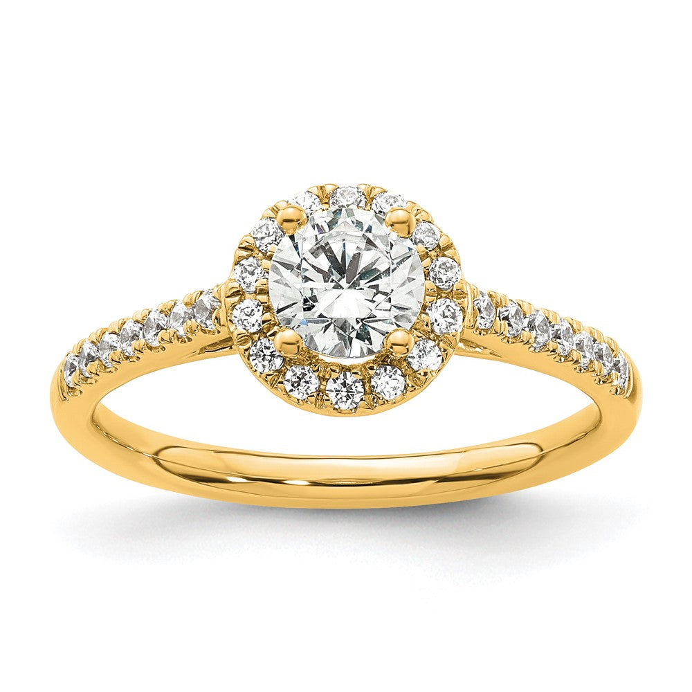 14K Round Diamond Semi-Mount Halo Engagement Ring