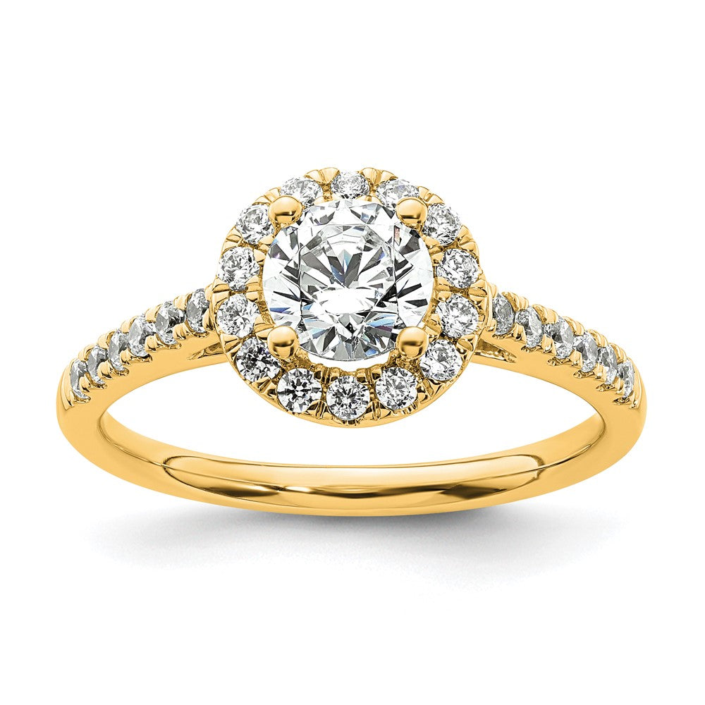 14K Round Diamond Semi-Mount Halo Engagement Ring