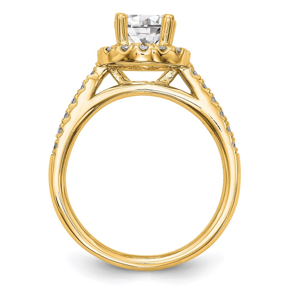 14K Round Diamond Semi-Mount Halo Engagement Ring