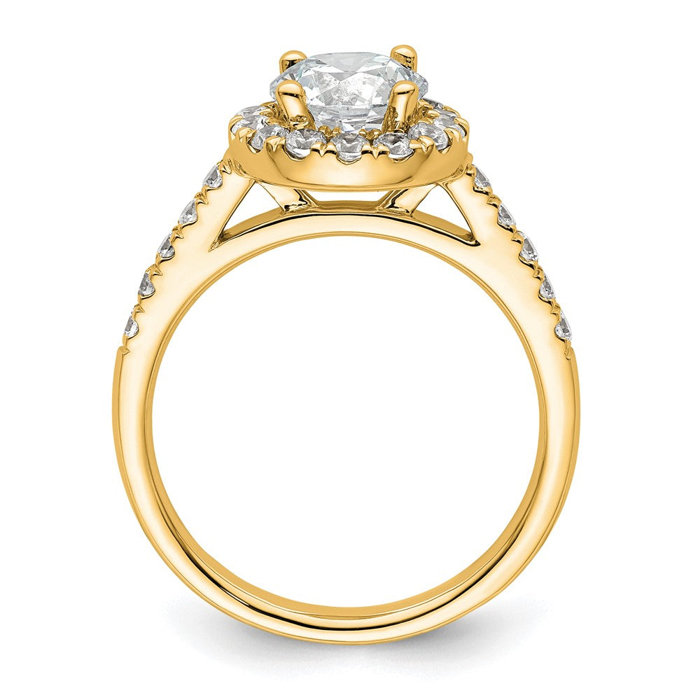 14K Round Diamond Semi-Mount Halo Engagement Ring