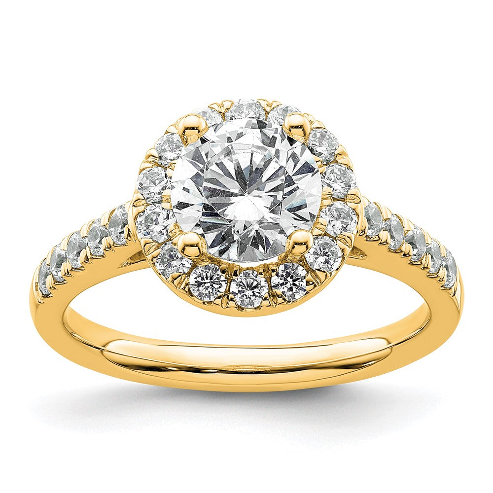 14K Round Diamond Semi-Mount Halo Engagement Ring