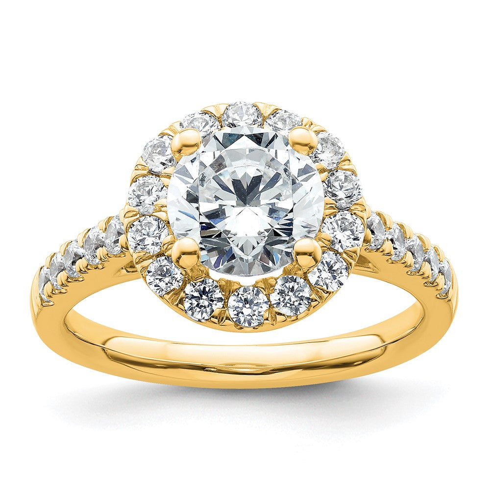 14K Round Diamond Semi-Mount Halo Engagement Ring