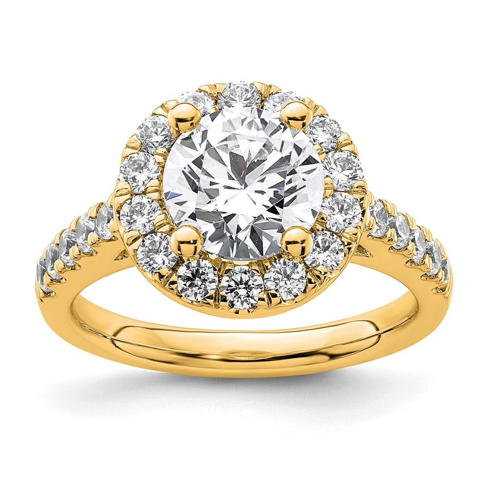 14K Round Diamond Semi-Mount Halo Engagement Ring