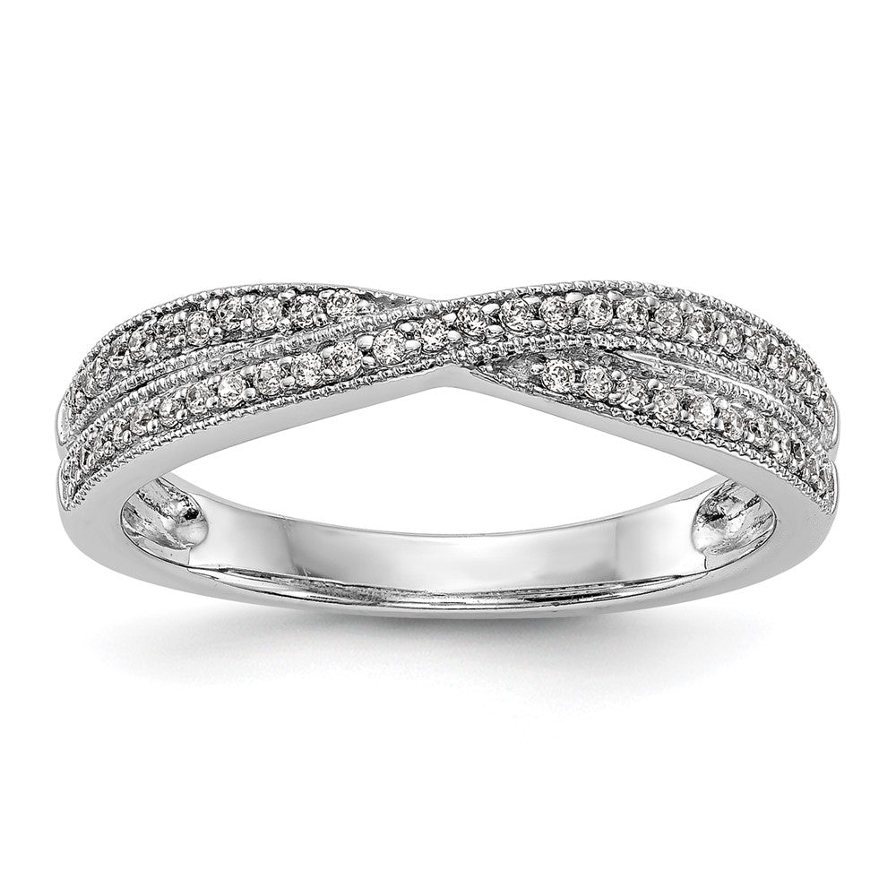 14k White Gold Criss-Cross 1/5 carat Diamond Complete Wedding Band