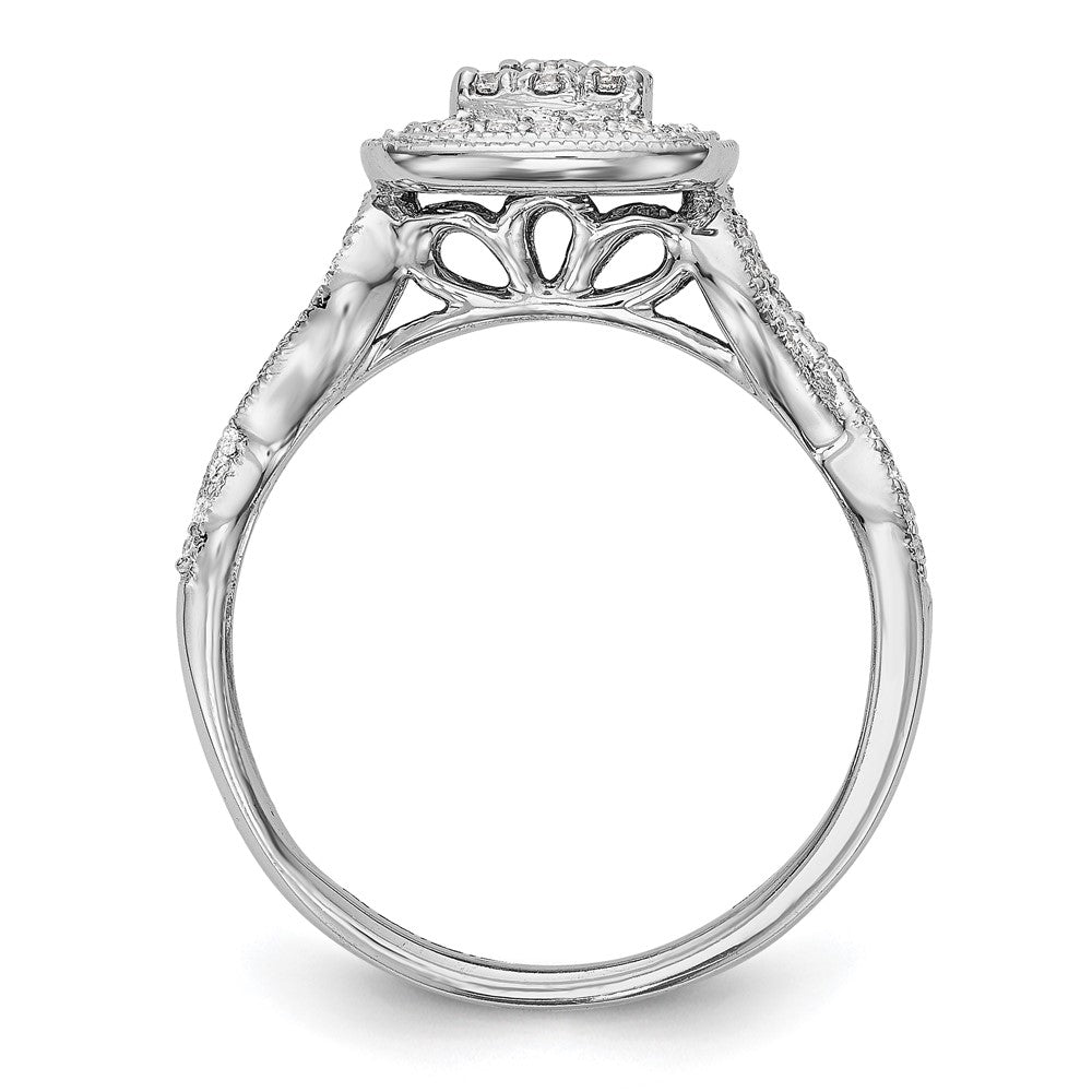 14K White Gold Complete Diamond Cluster Engagement Ring