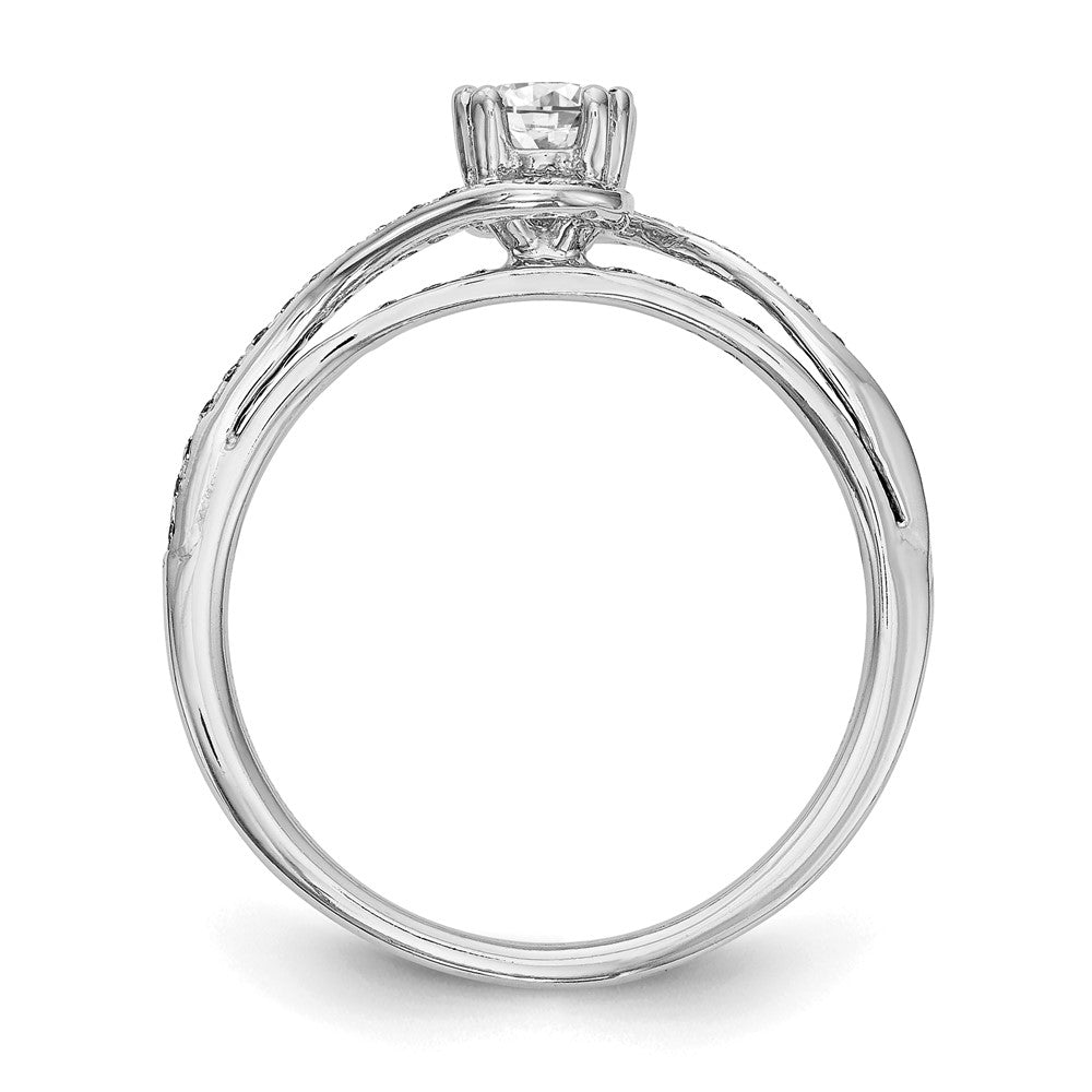 14k White Gold By-Pass (Holds 1/3 carat () Round Center) 1/6 carat Diamond Semi-mount Engagement Ring