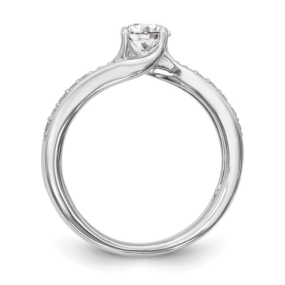 14k White Gold By-Pass (Holds 1/2 carat () Round Center) 1/6 carat Diamond Semi-mount Engagement Ring