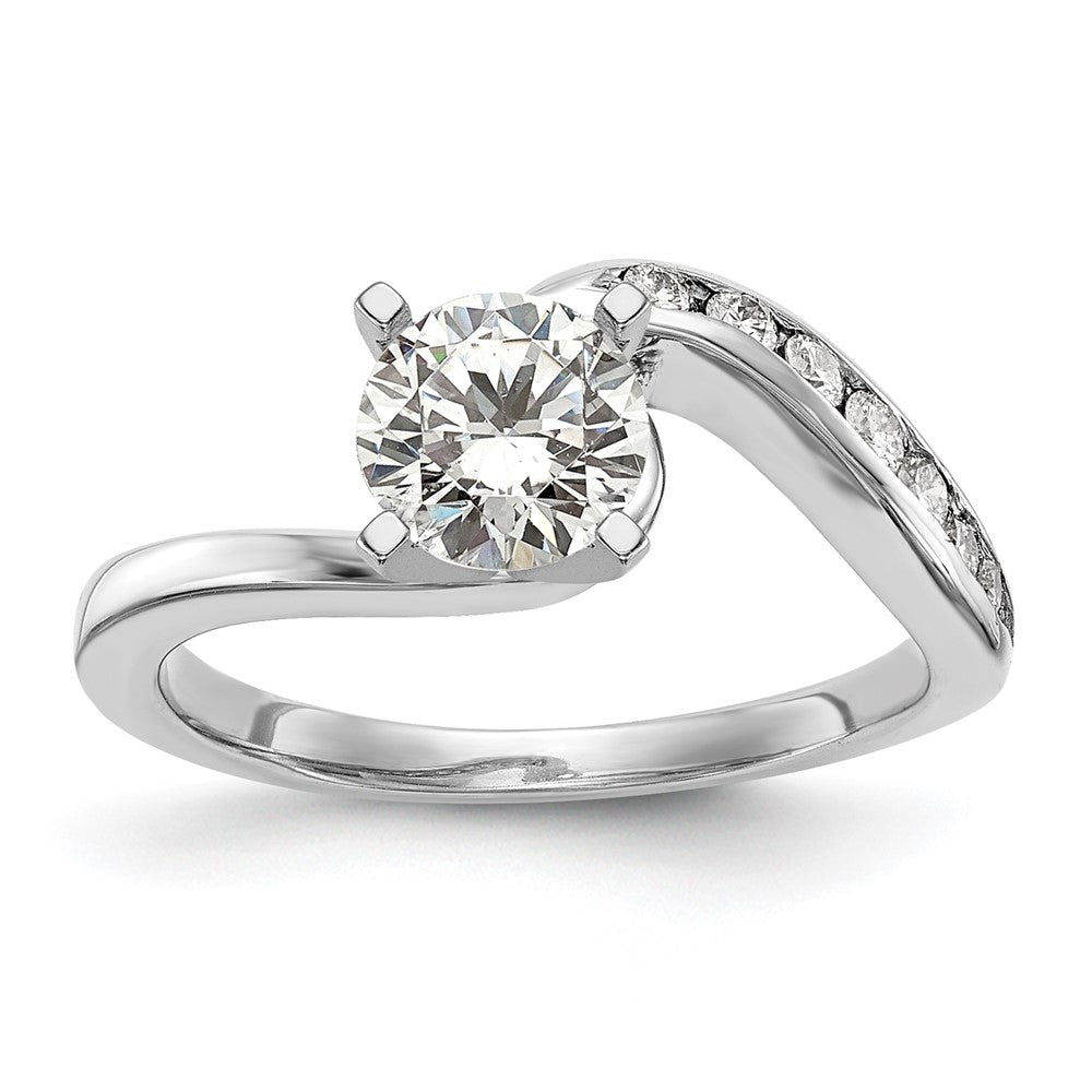 14kWhite Gold By-Pass Peg Set 1/6 carat Diamond Semi-Mount Engagement Ring