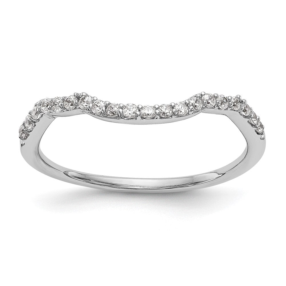 14k White Gold 1/6 carat Diamond Contoured Complete Wedding Band