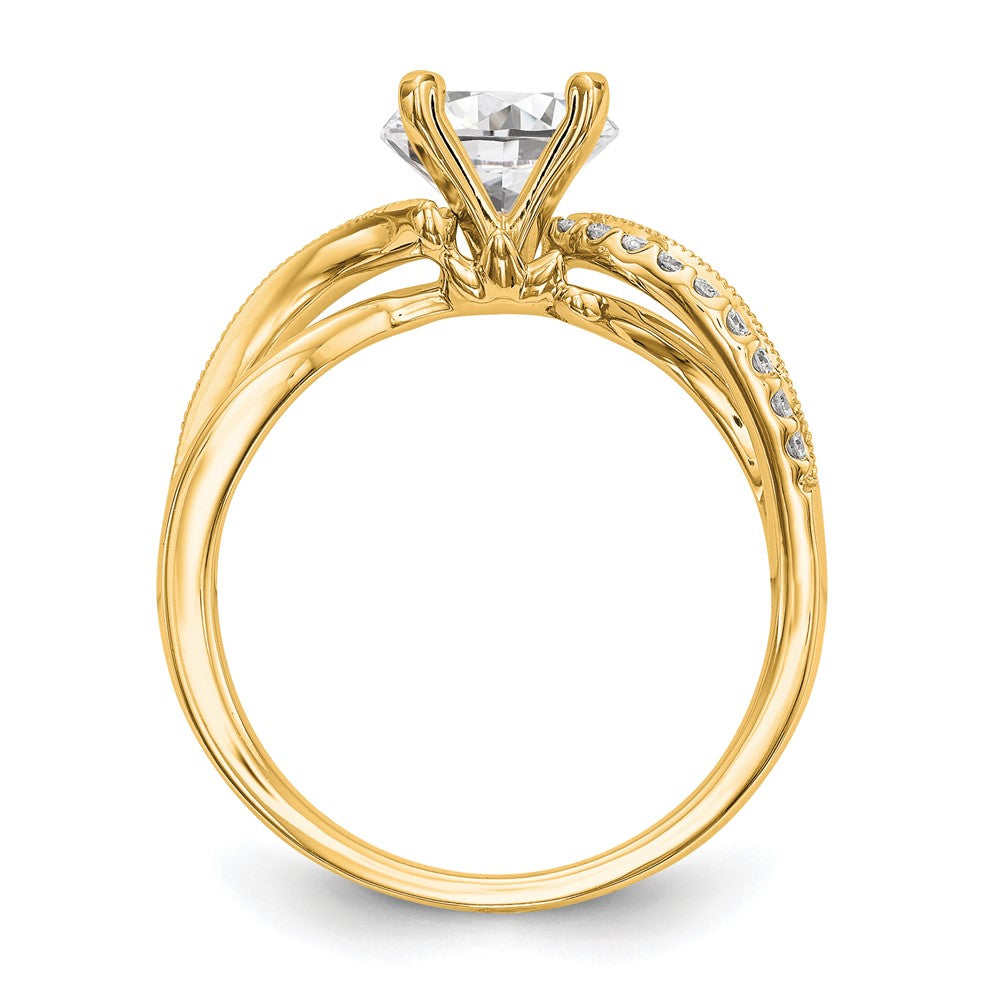 14k Yellow Gold Peg Set Diamond Semi Criss-Cross Eng Ring