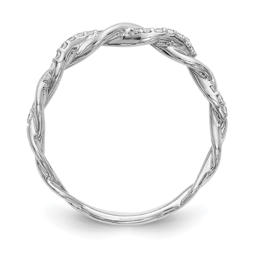 14k White Gold Criss-Cross 1/8 carat Diamond Complete Wedding Band