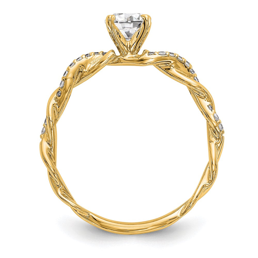 14k Yellow Gold Peg Set Diamond Semi-mount Criss-Cross Eng Ring