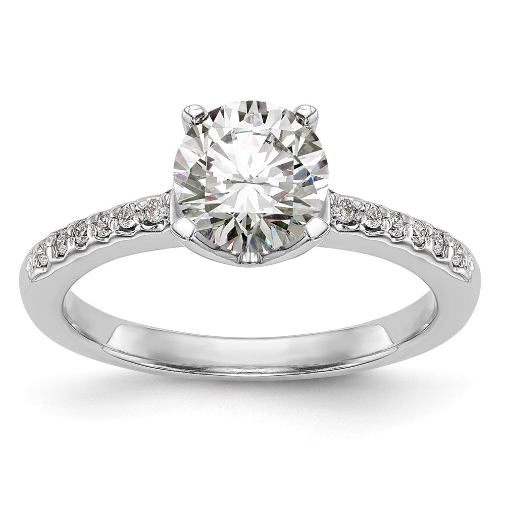 14k White Gold (Holds 1 carat () Round Center) 1/8 carat Diamond Semi-Mount Engagement Ring