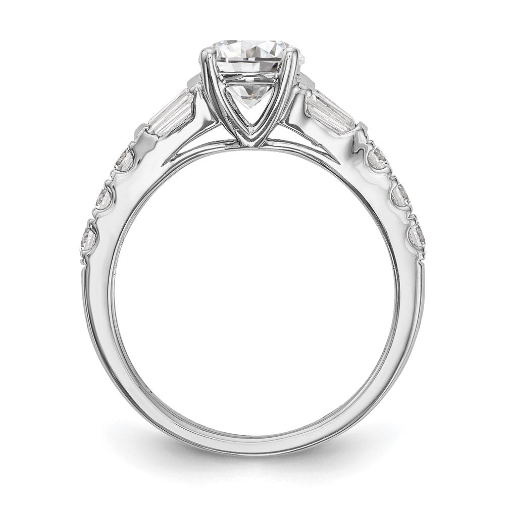 14K White Gold (Holds 1 carat () Round Center) 5/8 carat Round/Baguette Diamond Semi-Mount Engagement Ring