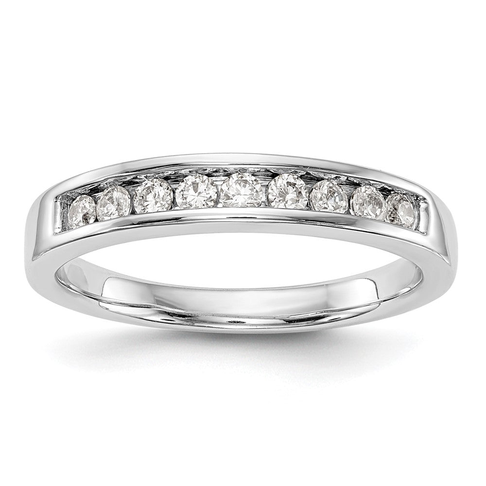 14k White Gold 9-Stone 1/4 carat Complete Round Diamond Wedding Band