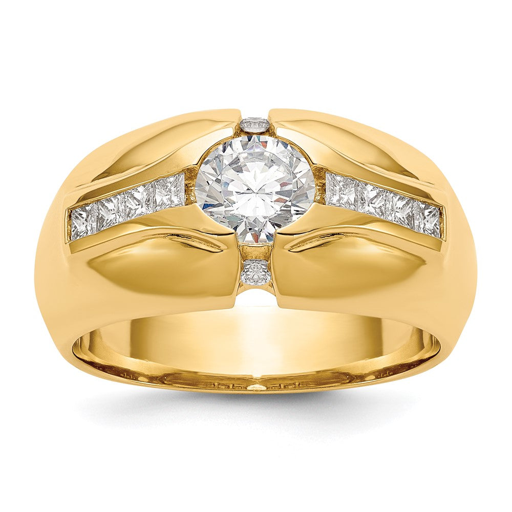 14K (Holds 3/4 carat () Round Center) 1/2 carat Diamond Men's Semi-Mount Ring