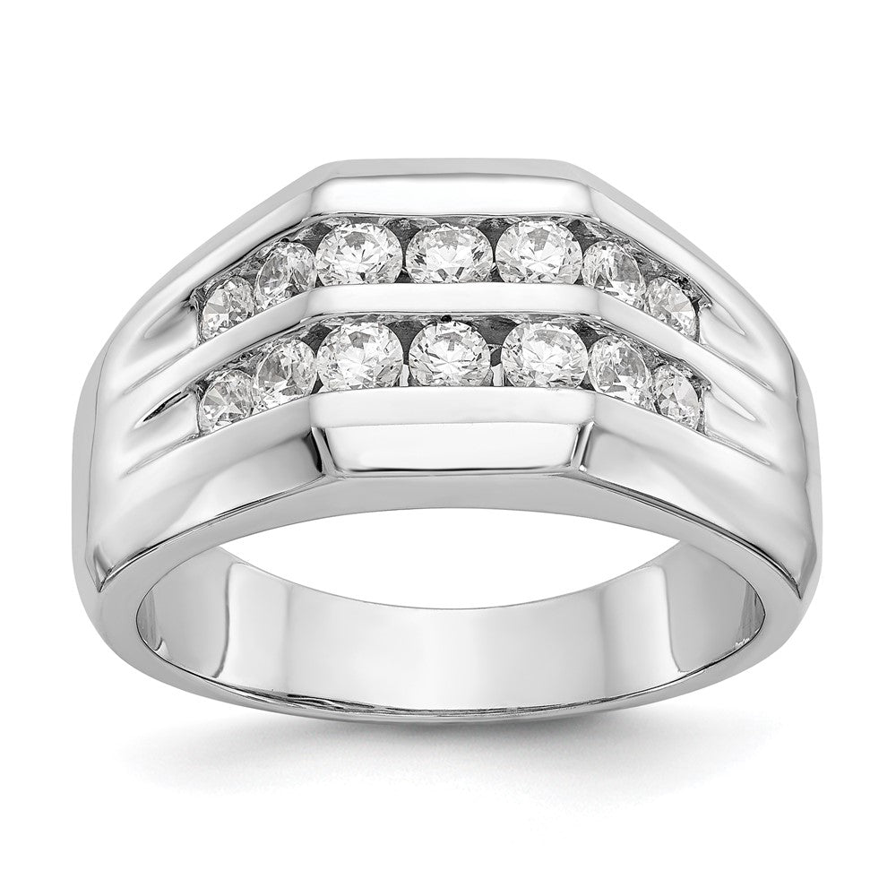 True Origin 14K White Gold Men's 1/2 carat Lab Grown Diamond VS D E F Double Channel Heirloom Band