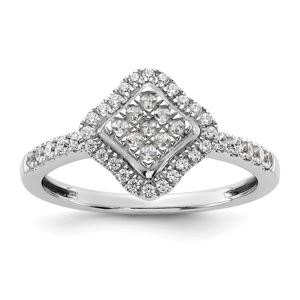 14k White Gold Complete Cluster Engagement Ring