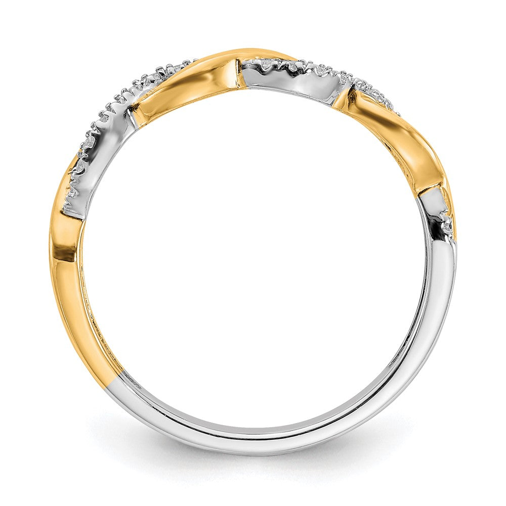 14k Two-tone Diamond Criss-Cross Wedding Band