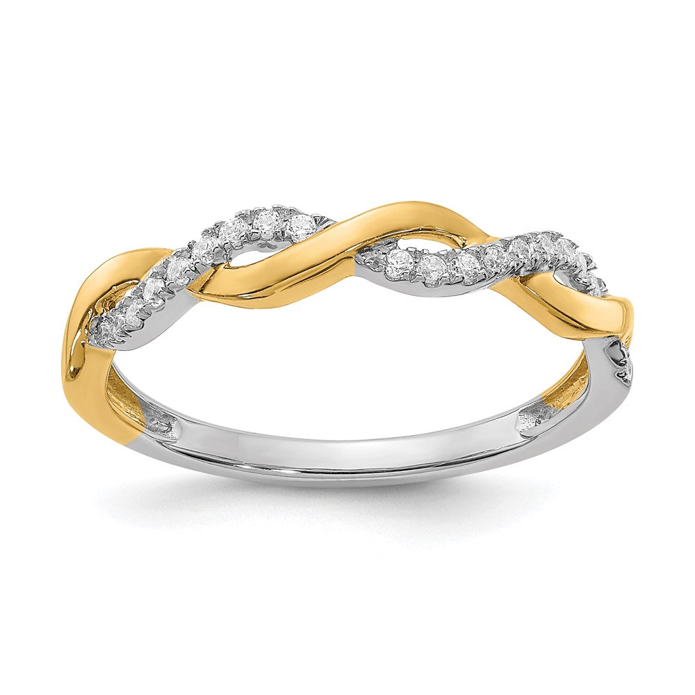 14k Two-tone Diamond Criss-Cross Wedding Band