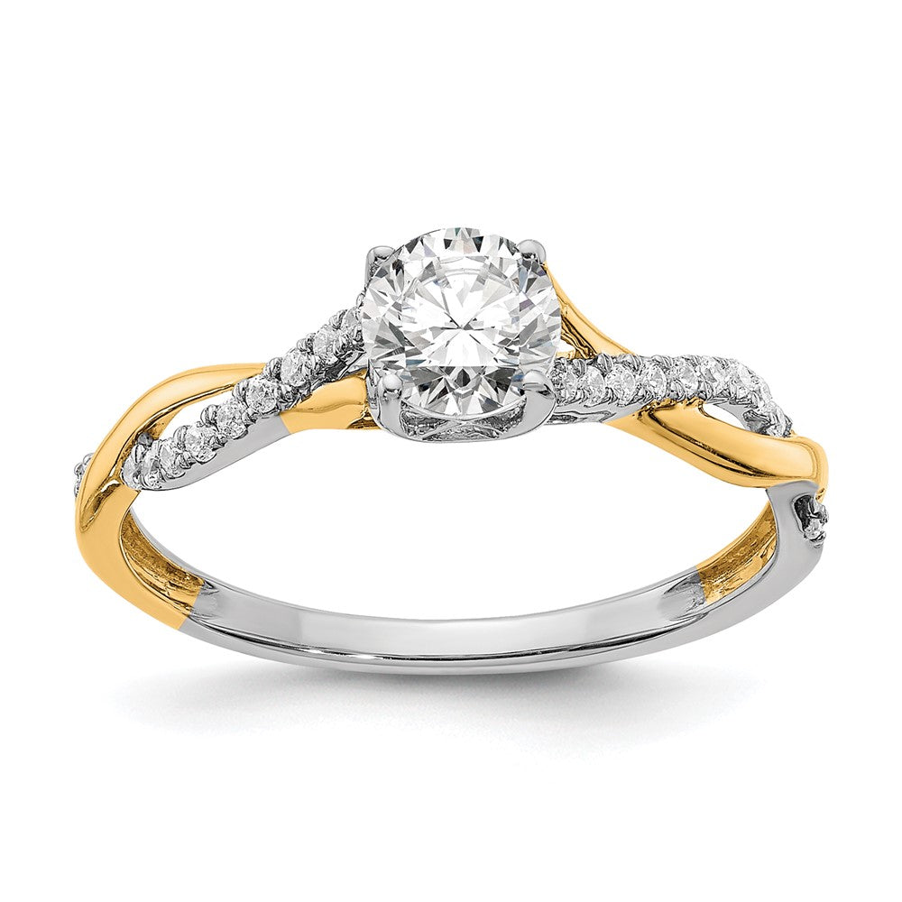 14k Two-tone Diamond Semi-mount Criss-Cross Engagement Ring