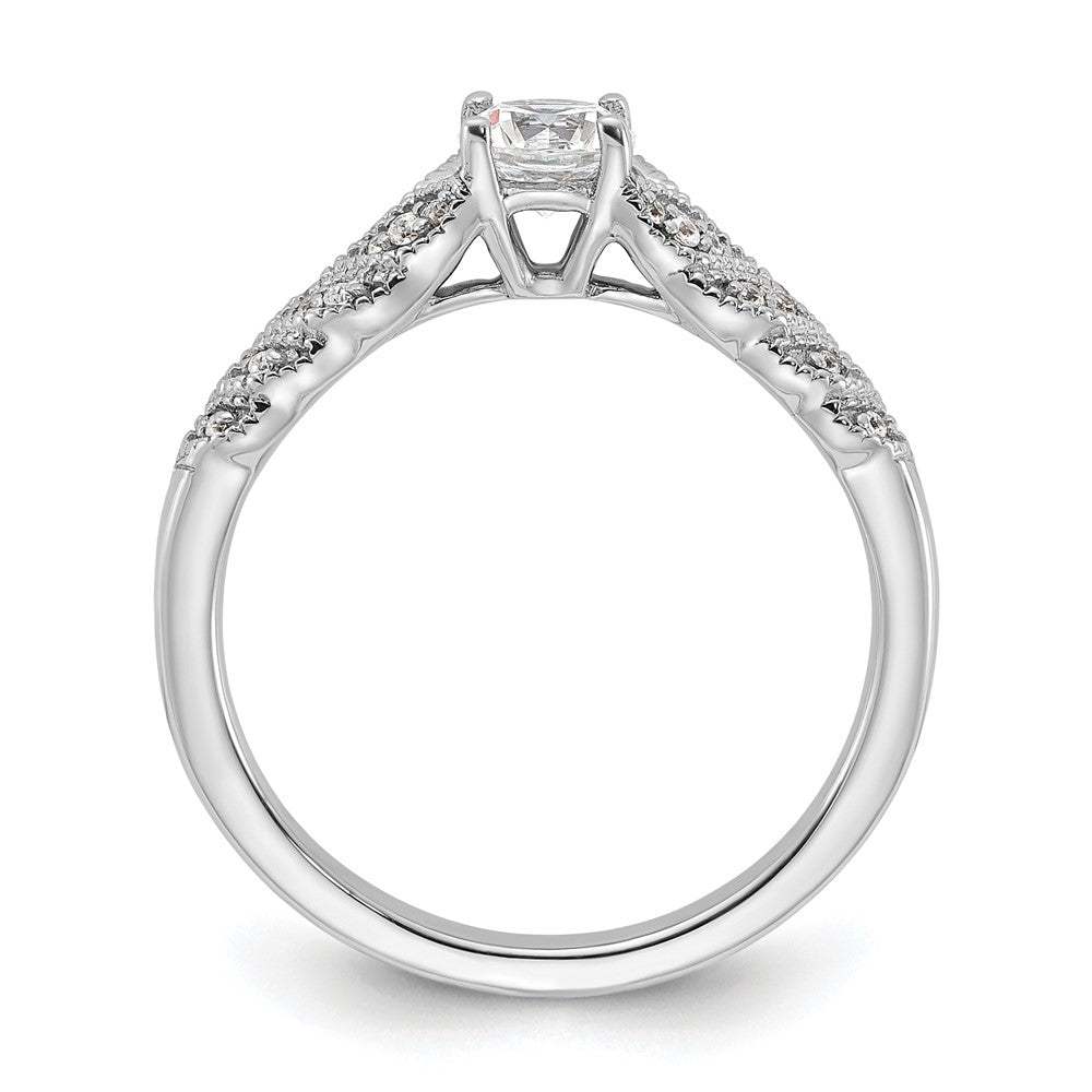 14k White Gold leaf Design Diamond Semi-Mount Engagement Ring