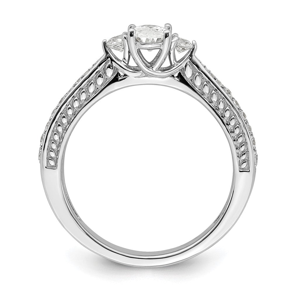 14k White Gold Three Stone Semi-Mount Including 2- Side Stones Engagement Ring