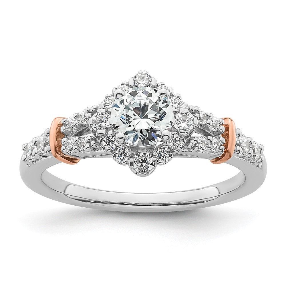 14k Two-tone Vintage Halo Diamond Semi-Mount Engagement Ring