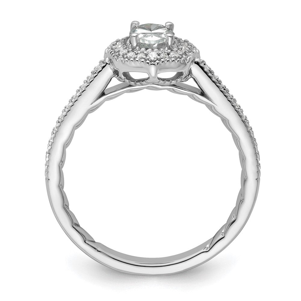 14k White Gold Vintage Oval Halo Diamond Semi-Mount Engagement Ring