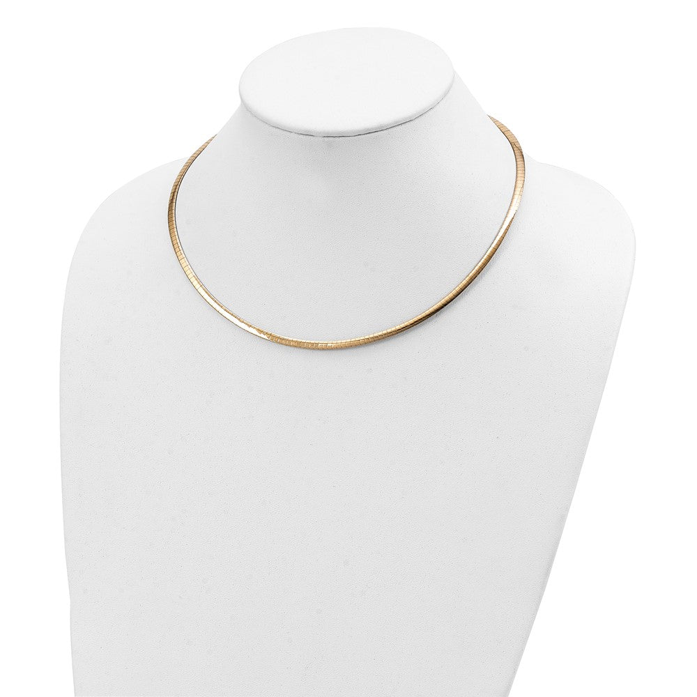 14k Reversible White & Yellow Domed Omega Necklace