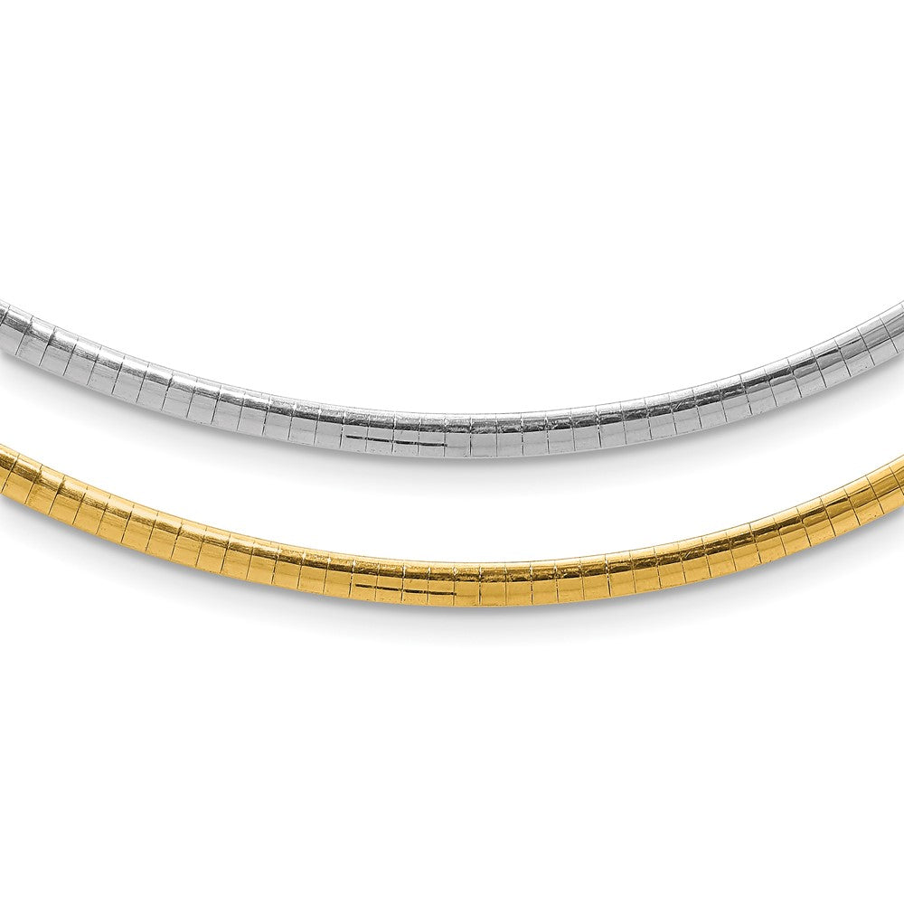 14k Reversible White & Yellow Domed Omega Necklace