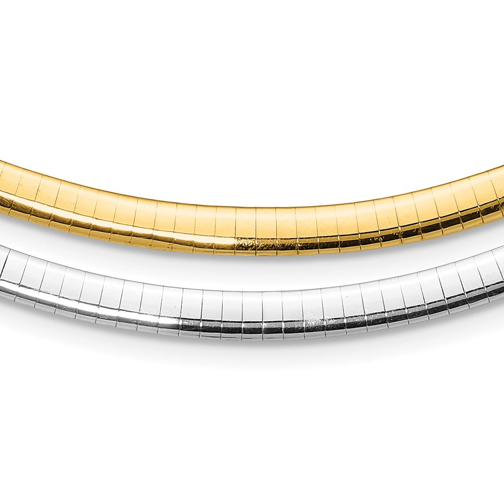 14k Two-tone Reversible White and Yellow Domed Omega Necklace