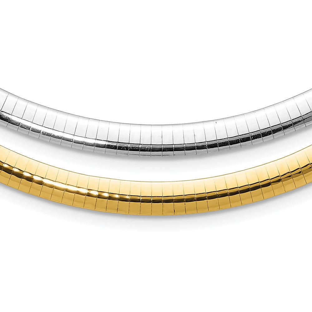 14k Two-tone Reversible White and Yellow Domed Omega Necklace