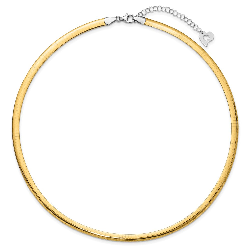 14k Two-tone Lightweight Reversible Omega Necklace Plus Heart Chain Extender