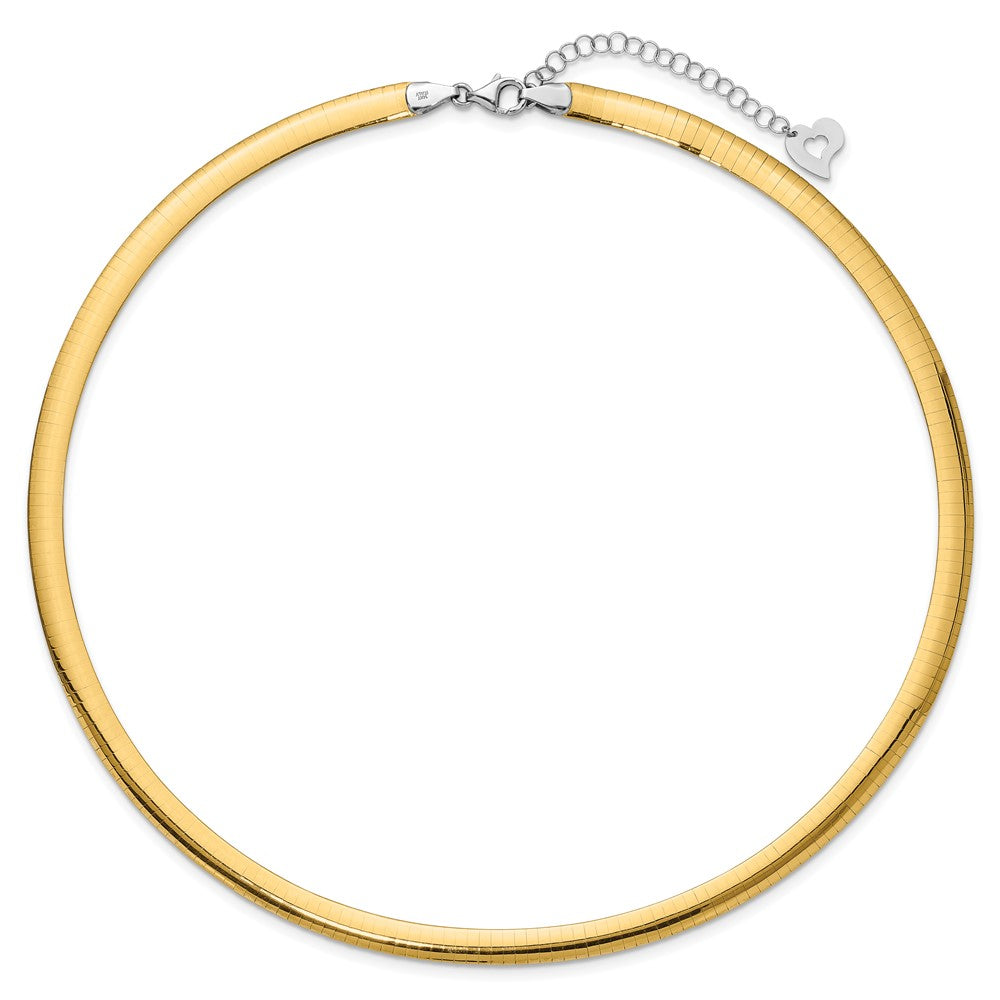 14k Two-tone Lightweight Reversible Omega Necklace Plus Heart Chain Extender