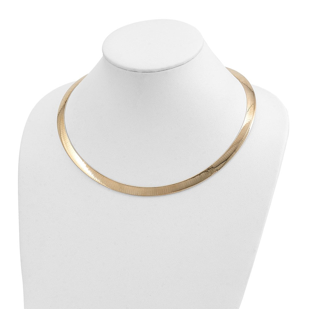14k Two-tone Lightweight Reversible Omega Necklace Plus Heart Chain Extender