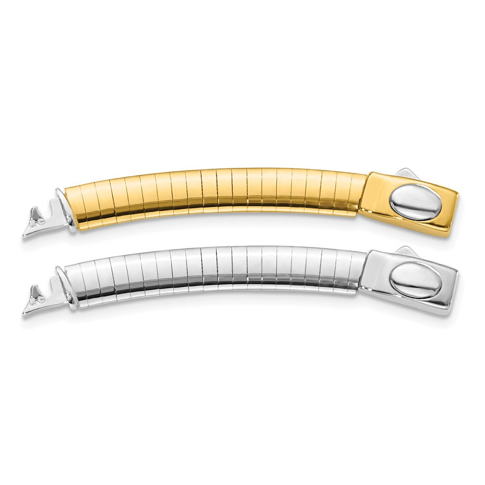 14k Two-tone White and Yellow Domed Omega Extender for Reversible Necklace